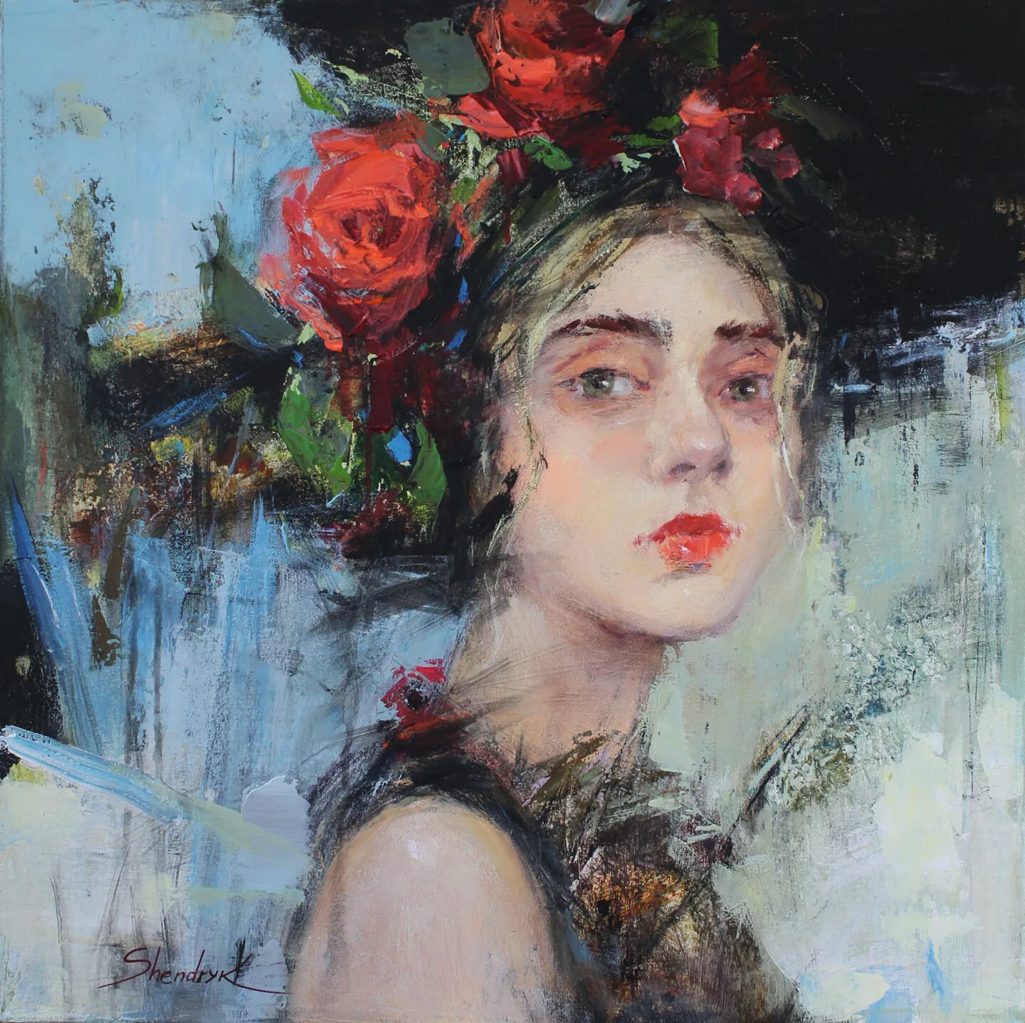 Image of Nameless girl by Tetiana Shendryk, size: 60 × 60 cm, made of acrylic on canvas, Painting medium, priced at Price on request Photo 1 of 3.