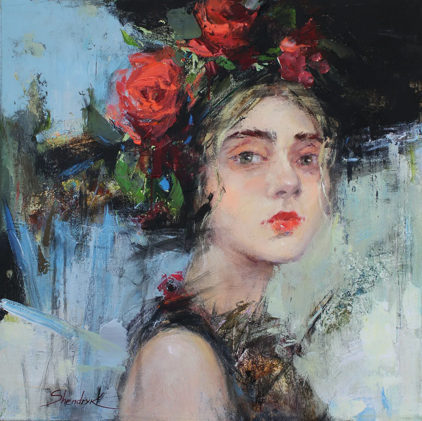 Image of Nameless girl by Tetiana Shendryk, size: 60 × 60 cm, made of acrylic on canvas, Painting medium, priced at Price on request Photo 1 of 3.