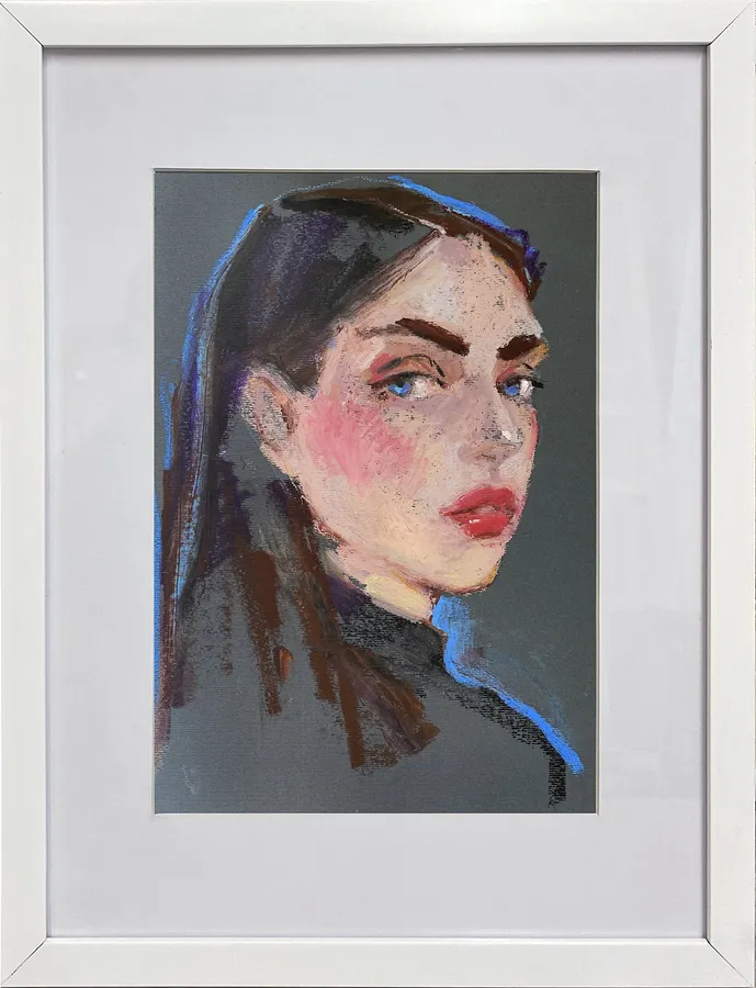 Image of In Blue by Tetiana Shendryk, size: 30 x 40 cm, made of oil pastel on paper, Drawing medium, priced at $100