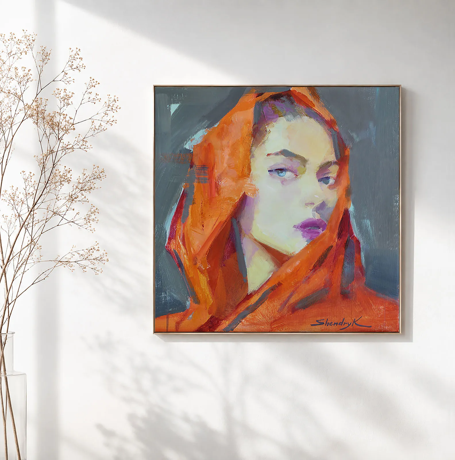 Image of In her own light by Tetiana Shendryk, size: 45 x45 cm, made of acrylic on canvas, Painting medium, priced at Price on request Photo 2 of 2.
