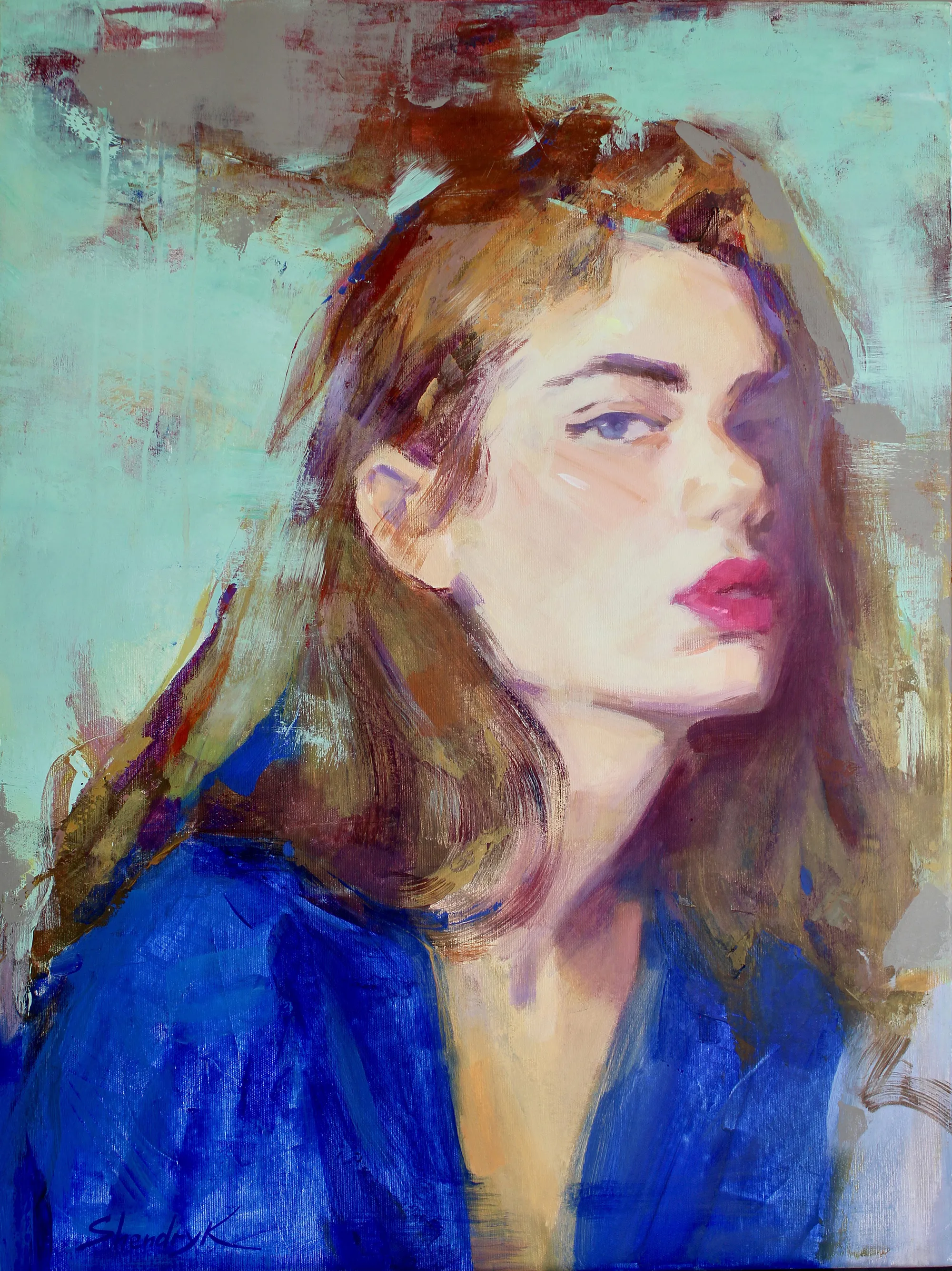 Image of In Blue by Tetiana Shendryk, size: 80 × 60 cm, made of acrylic on canvas, Painting medium, priced at Price on request Photo 2 of 4.
