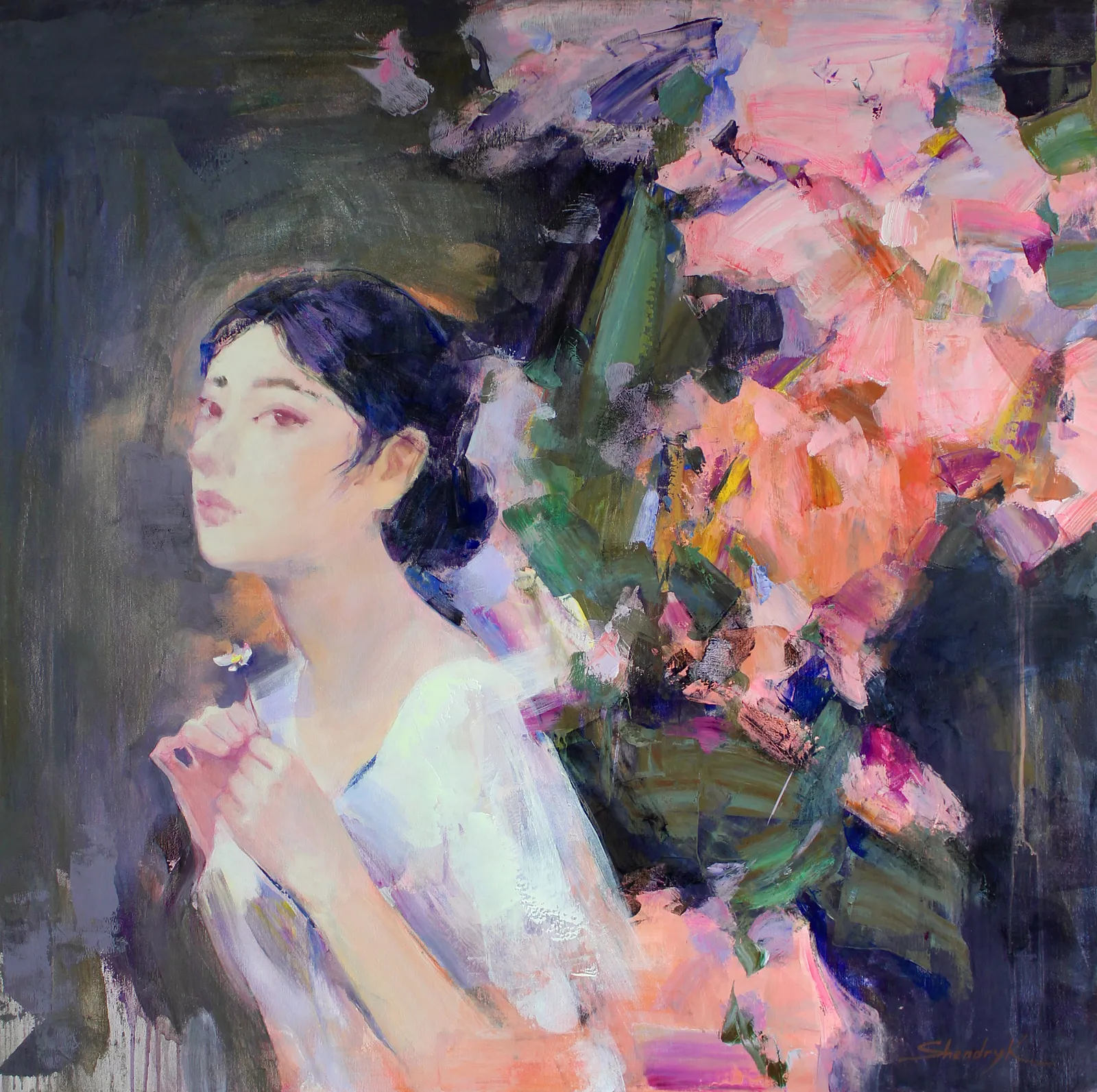 Image of Before the bloom by Tetiana Shendryk, size: 100 x 100 cm, made of acrylic on canvas, Painting medium, priced at $1500 Photo 1 of 2.