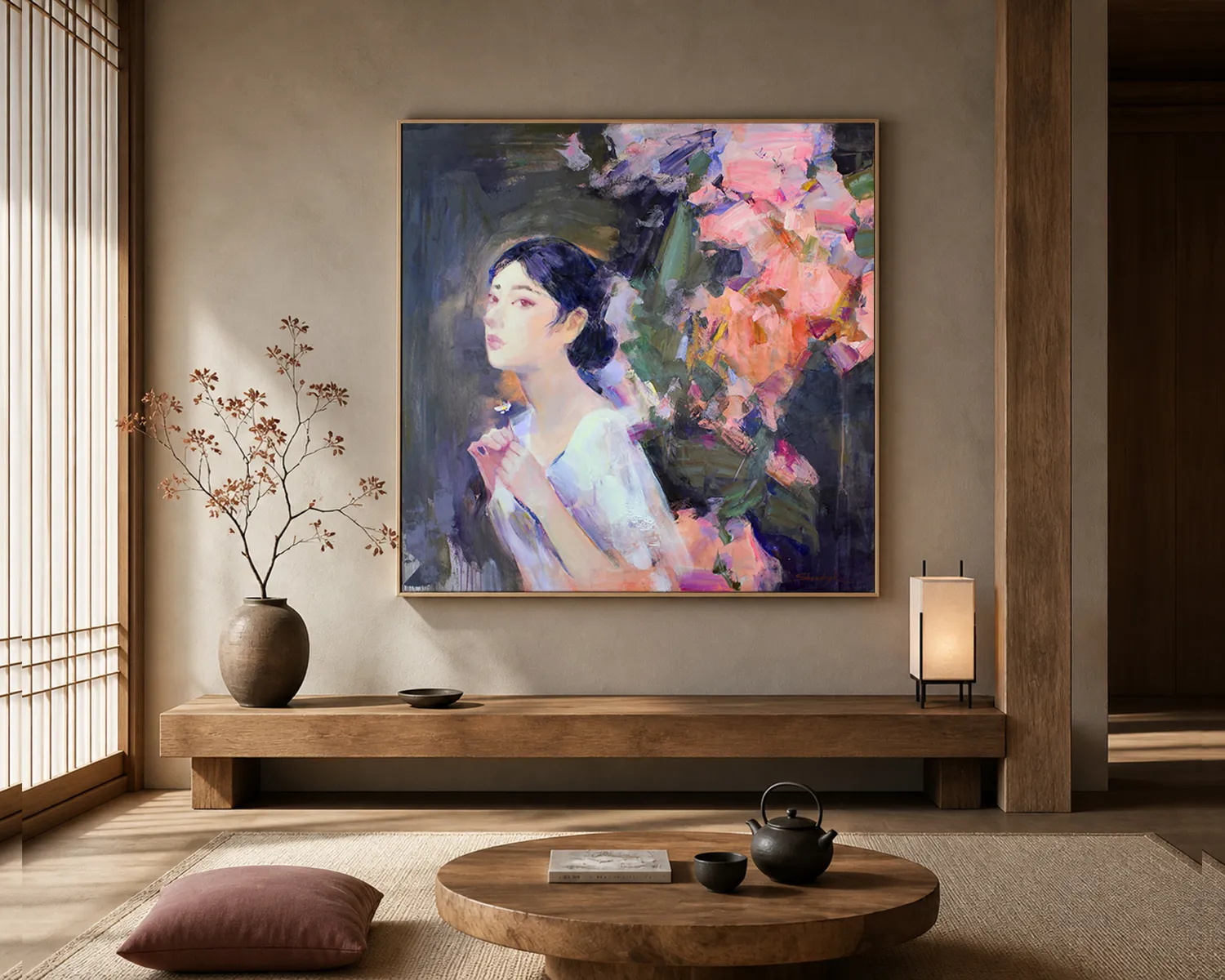Image of Before the bloom by Tetiana Shendryk, size: 100 x 100 cm, made of acrylic on canvas, Painting medium, priced at $1500 Photo 2 of 2.