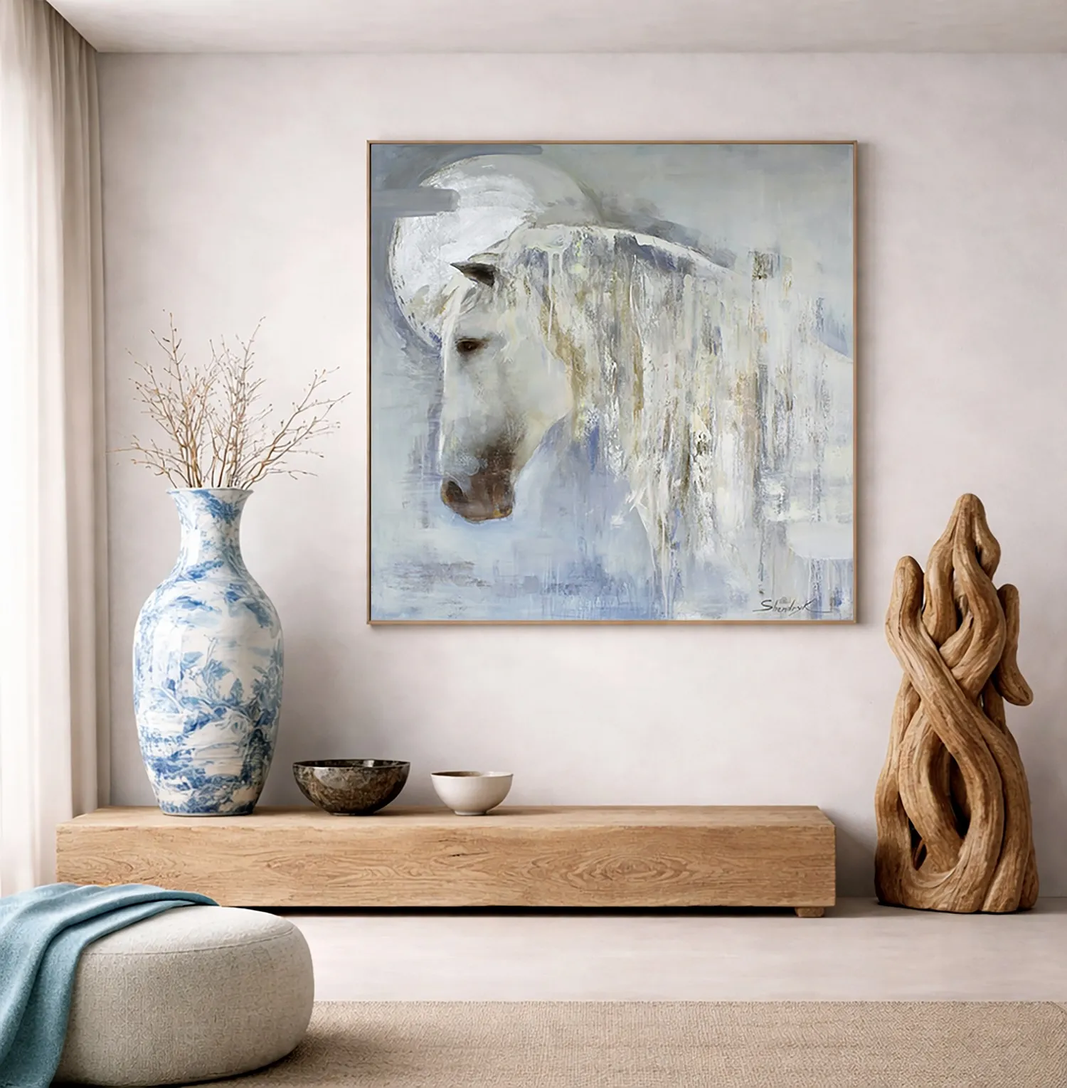 Image of Silver Grace by Tetiana Shendryk, size: 100 x 100 cm, made of acrylic on canvas, Painting medium, from Paris, priced at Price on request Photo 2 of 3.