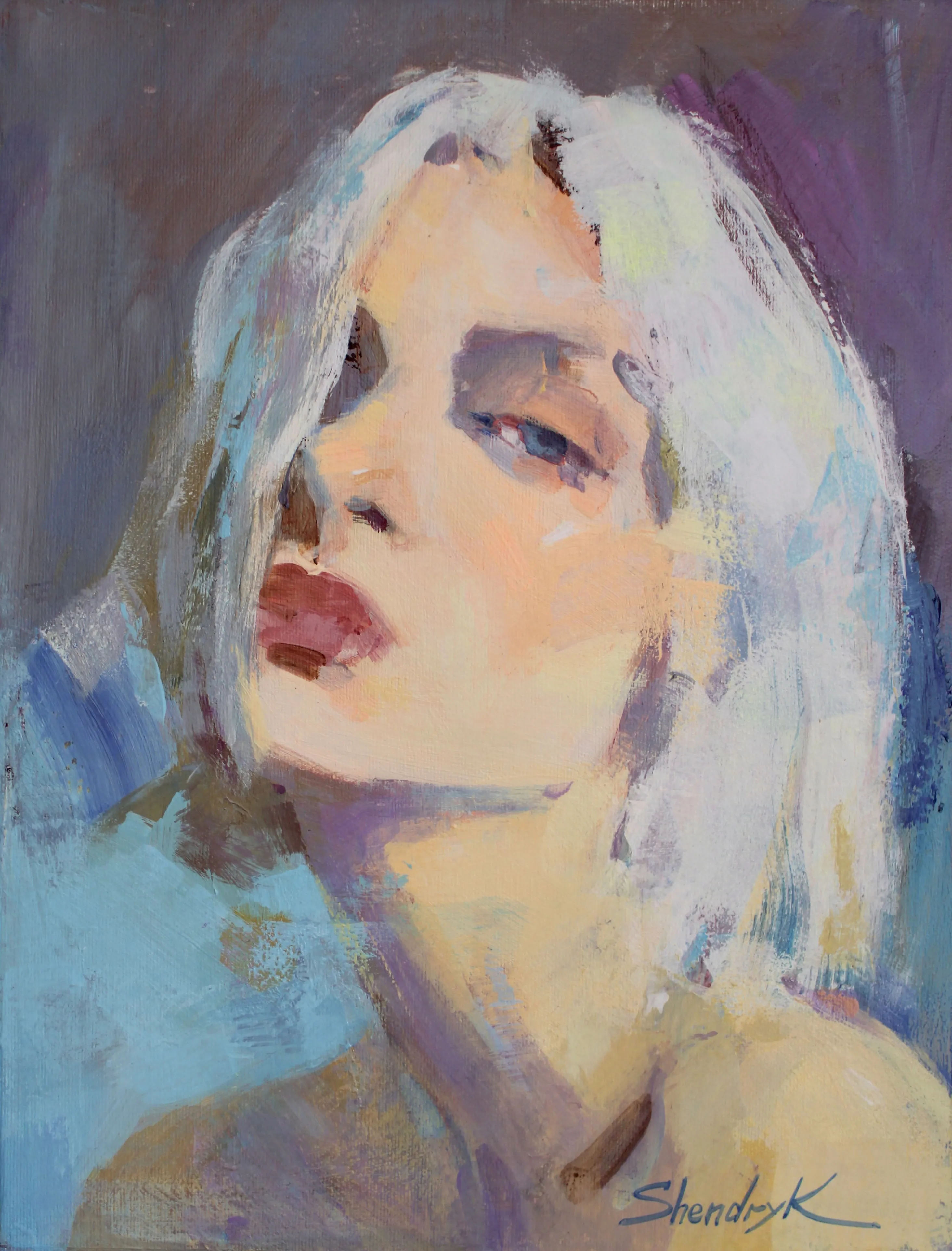 Image of  Blue Reverie by Tetiana Shendryk, size: 30 × 40 cm, made of acrylic on canvas, Painting medium Photo 1 of 2.