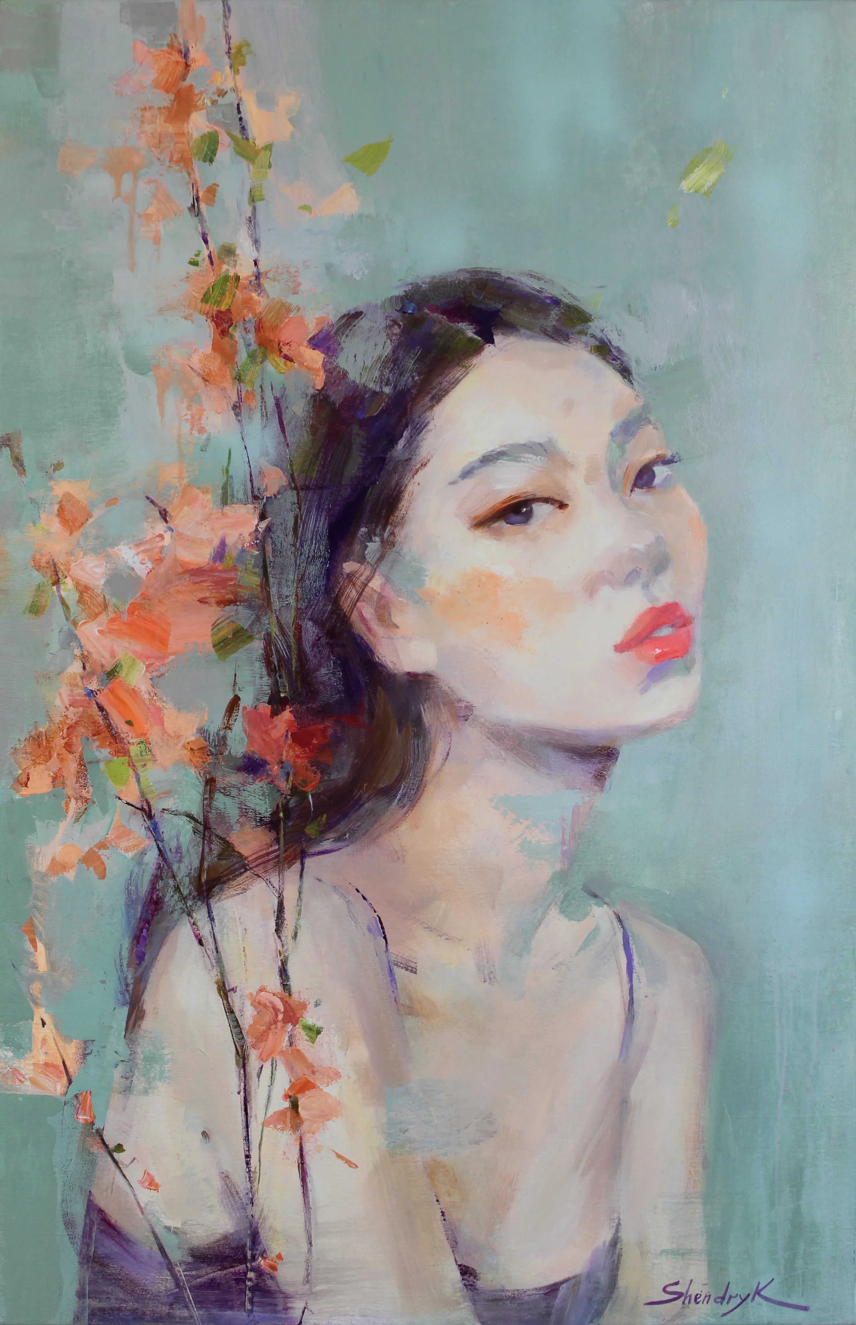 Image of Blooming Within by Tetiana Shendryk, size: 65 × 100 cm, made of acrylic on canvas, Painting medium, priced at $900 Photo 1 of 3.