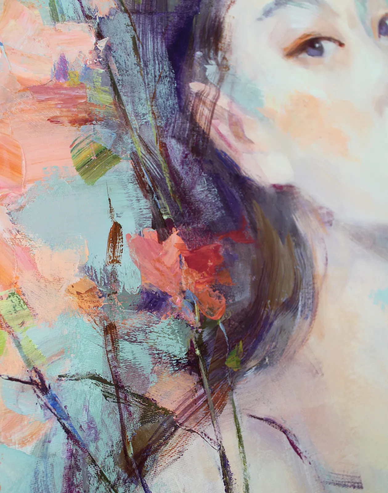 Image of Blooming Within by Tetiana Shendryk, size: 65 × 100 cm, made of acrylic on canvas, Painting medium, priced at $900 Photo 2 of 3.