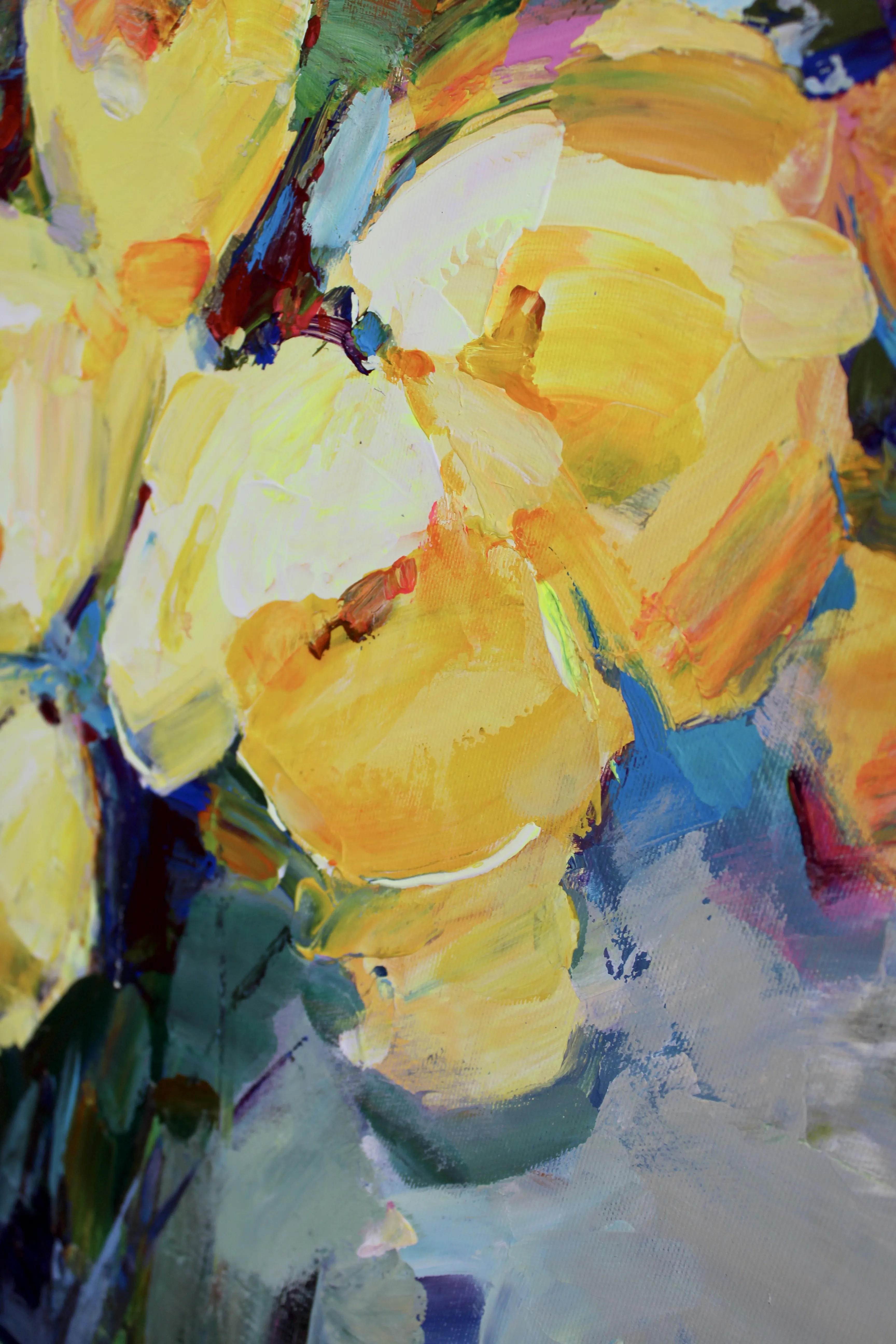 Image of SUNLIT BOUQUET by Tetiana Shendryk, size: 60 × 60 cm, made of acrylic on canvas, Painting medium, priced at $400 Photo 3 of 4.