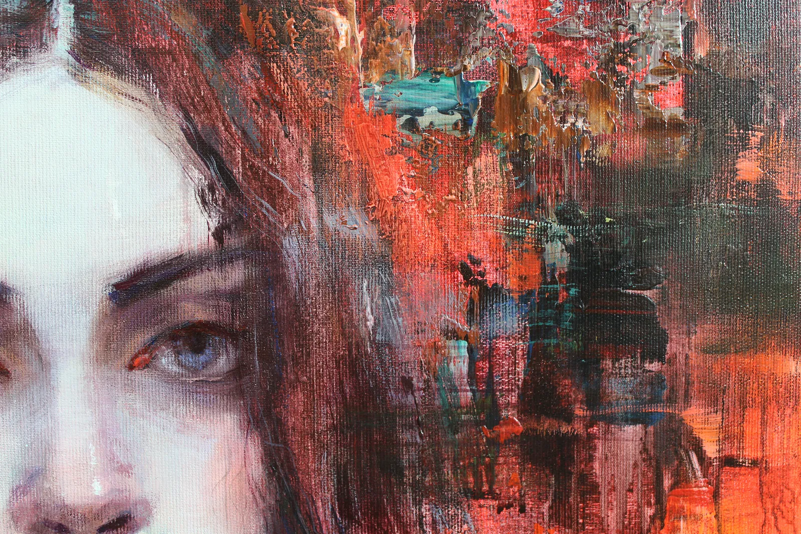 Image of RED by Tetiana Shendryk, size: 60 × 60 cm, made of mixed media on canvas, Painting medium Photo 3 of 4.
