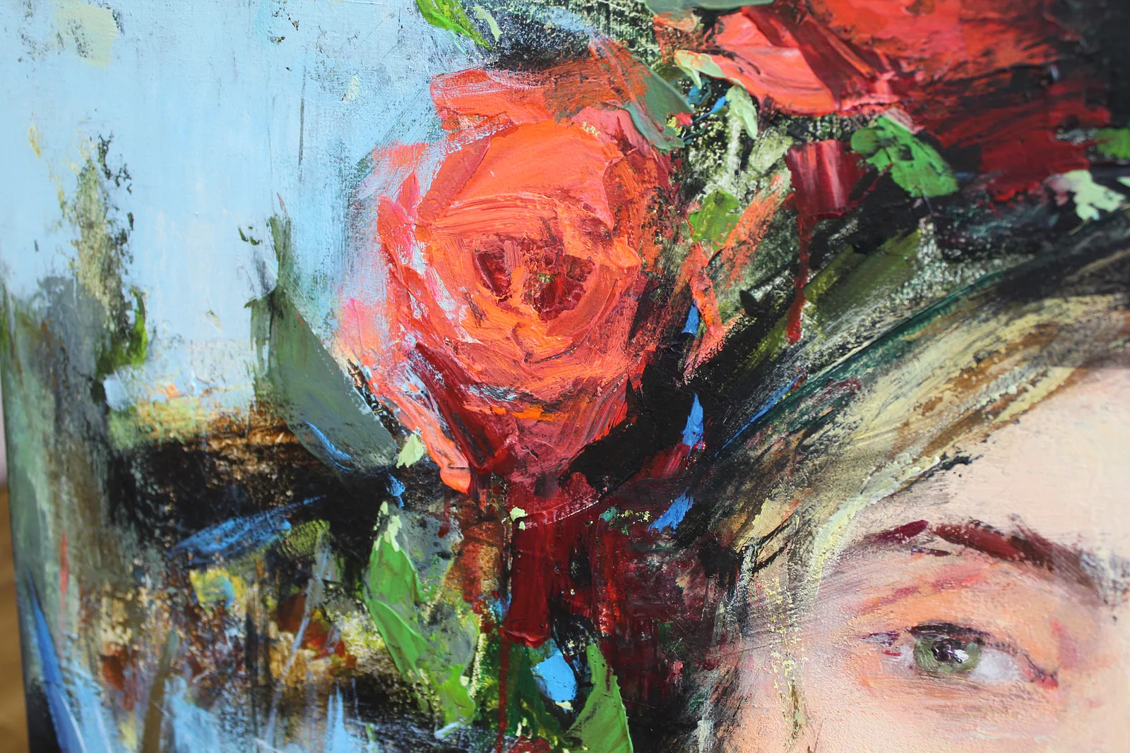 Image of Nameless girl by Tetiana Shendryk, size: 60 × 60 cm, made of acrylic on canvas, Painting medium, priced at Price on request Photo 3 of 3.