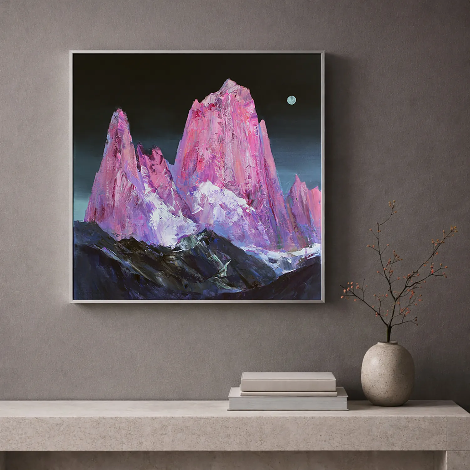Image of Pink peaks by Tetiana Shendryk, size: 45 × 45 cm, made of полотно, акрил, Painting medium Photo 2 of 2.