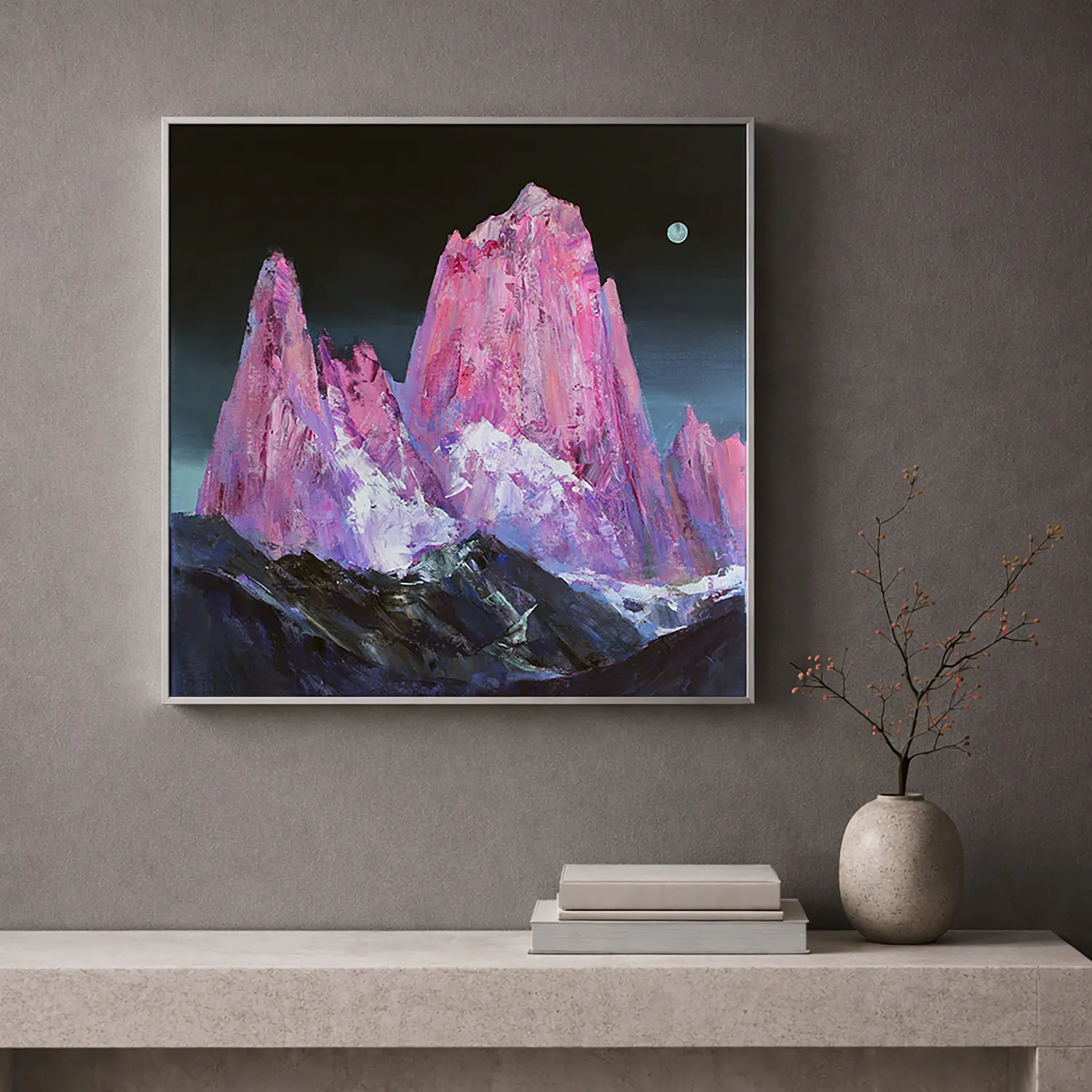 Image of Pink peaks by Tetiana Shendryk, size: 45 × 45 cm, made of полотно, акрил, Painting medium Photo 2 of 2.
