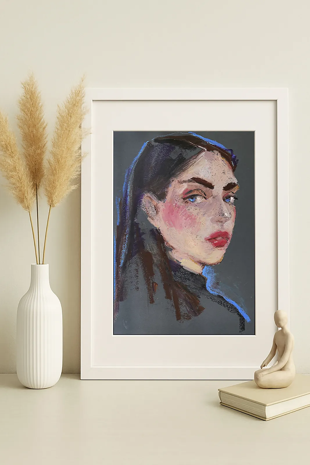 Image of In Blue by Tetiana Shendryk, size: 30 x 40 cm, made of oil pastel on paper, Drawing medium, priced at $100 Photo 4 of 4.