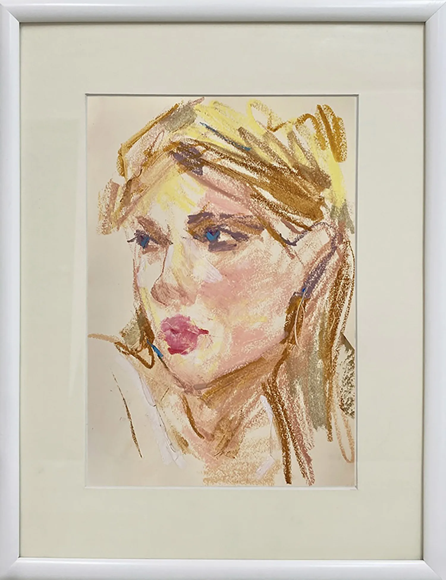 Image of Pensive by Tetiana Shendryk, size: 30 x 40 cm, made of oil pastel on paper, Drawing medium, priced at $100 Photo 1 of 2.