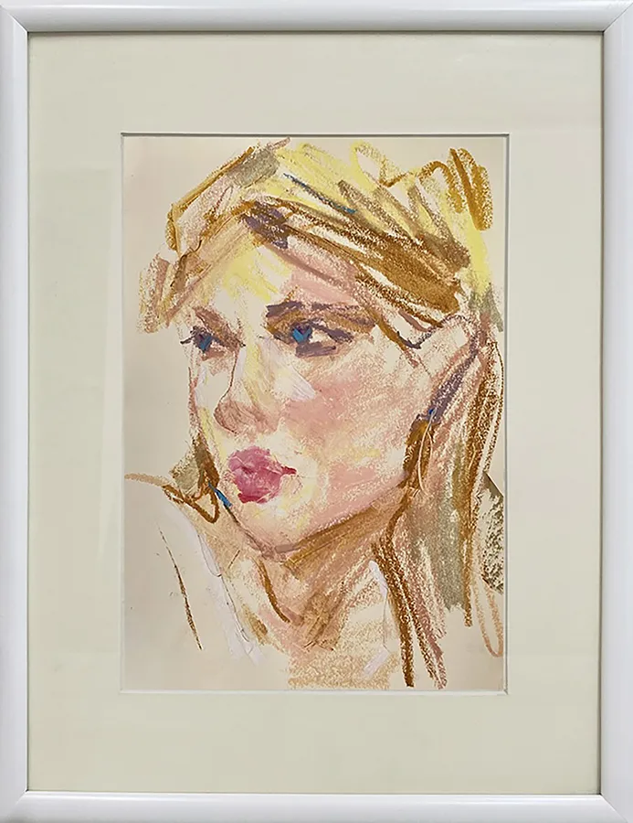 Image of Pensive by Tetiana Shendryk, size: 30 x 40 cm, made of oil pastel on paper, Drawing medium, priced at $100