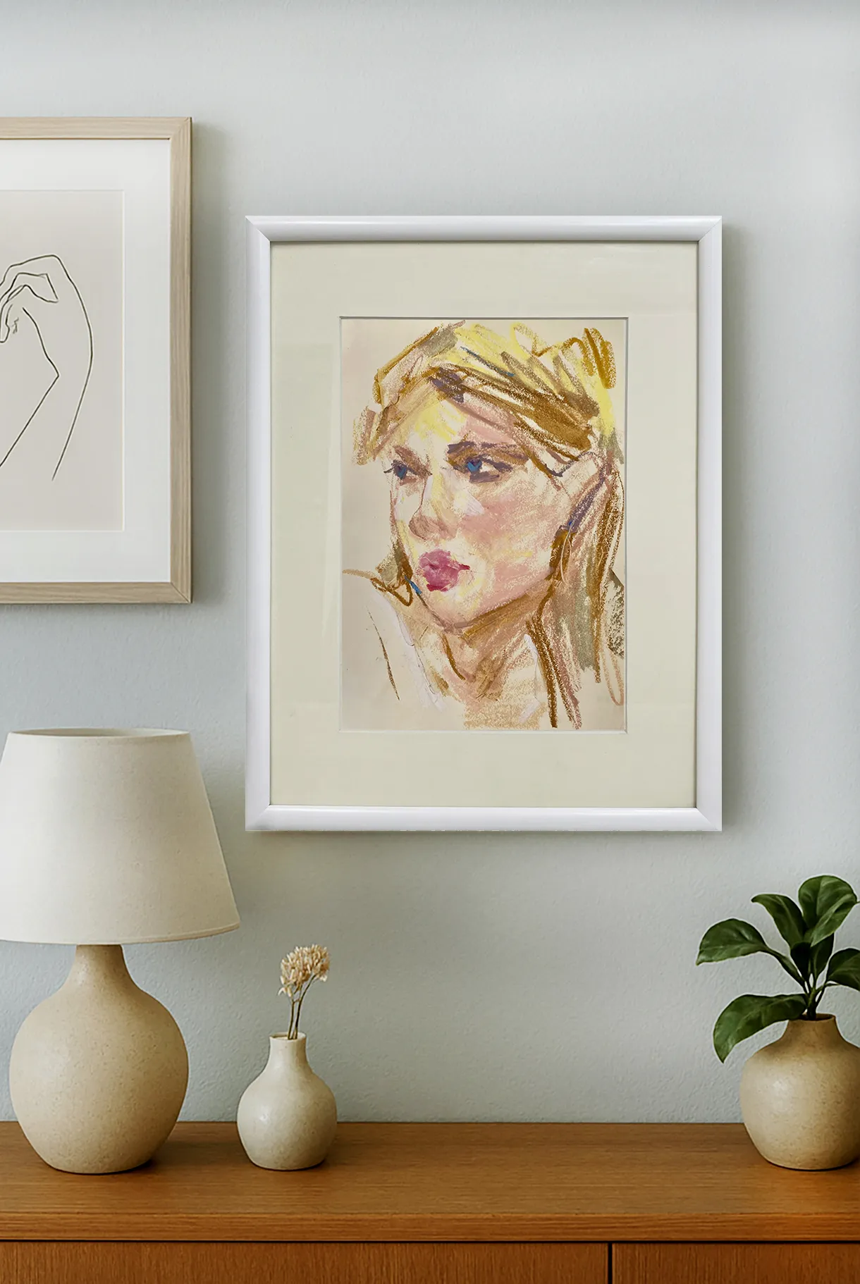 Image of Pensive by Tetiana Shendryk, size: 30 x 40 cm, made of oil pastel on paper, Drawing medium, priced at $100 Photo 2 of 2.
