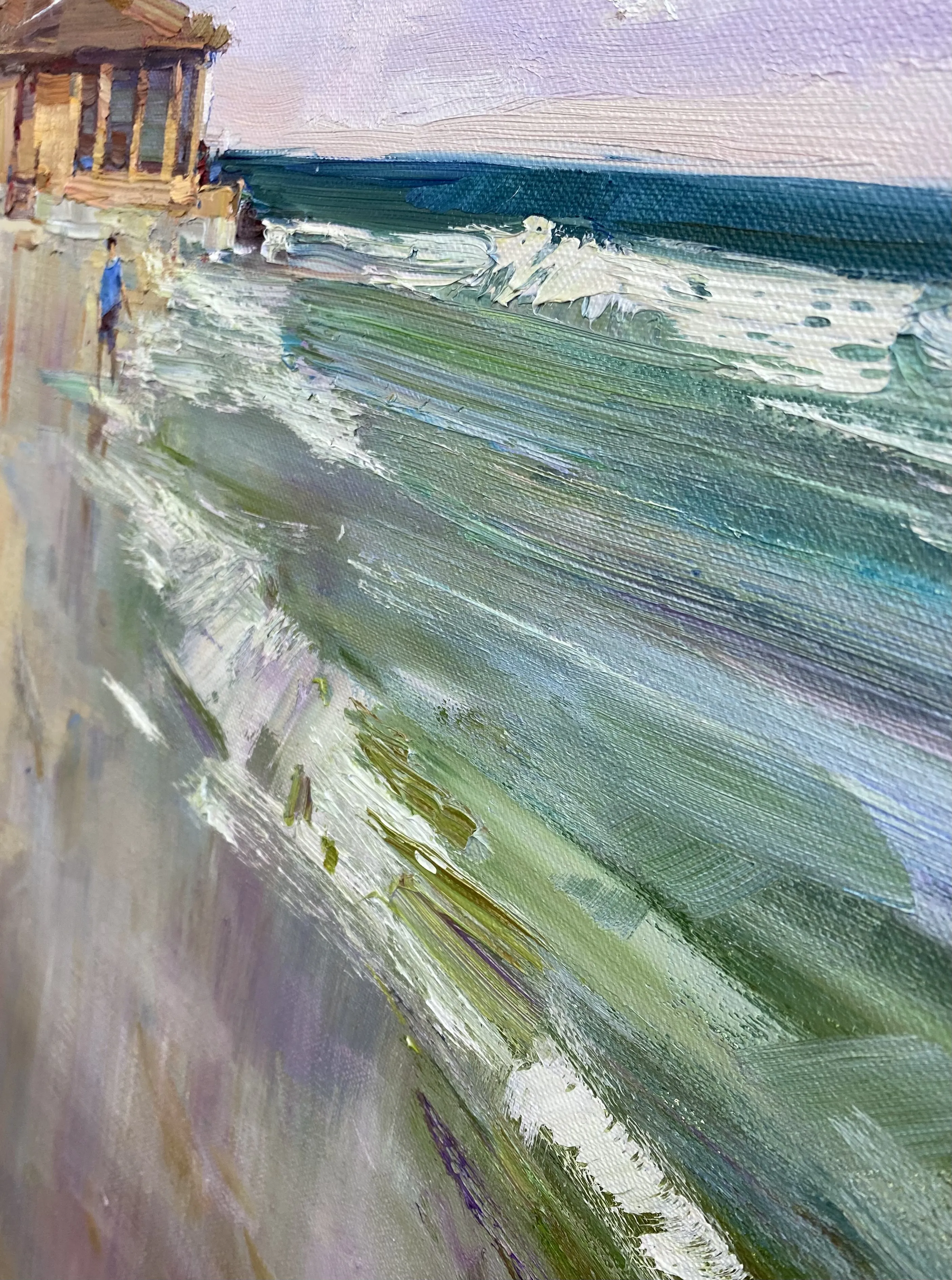Image of Walking along beach by Tetiana Shendryk, size: 60 ×70 cm, made of Oil on canvas, Painting medium, priced at $450 Photo 3 of 3.