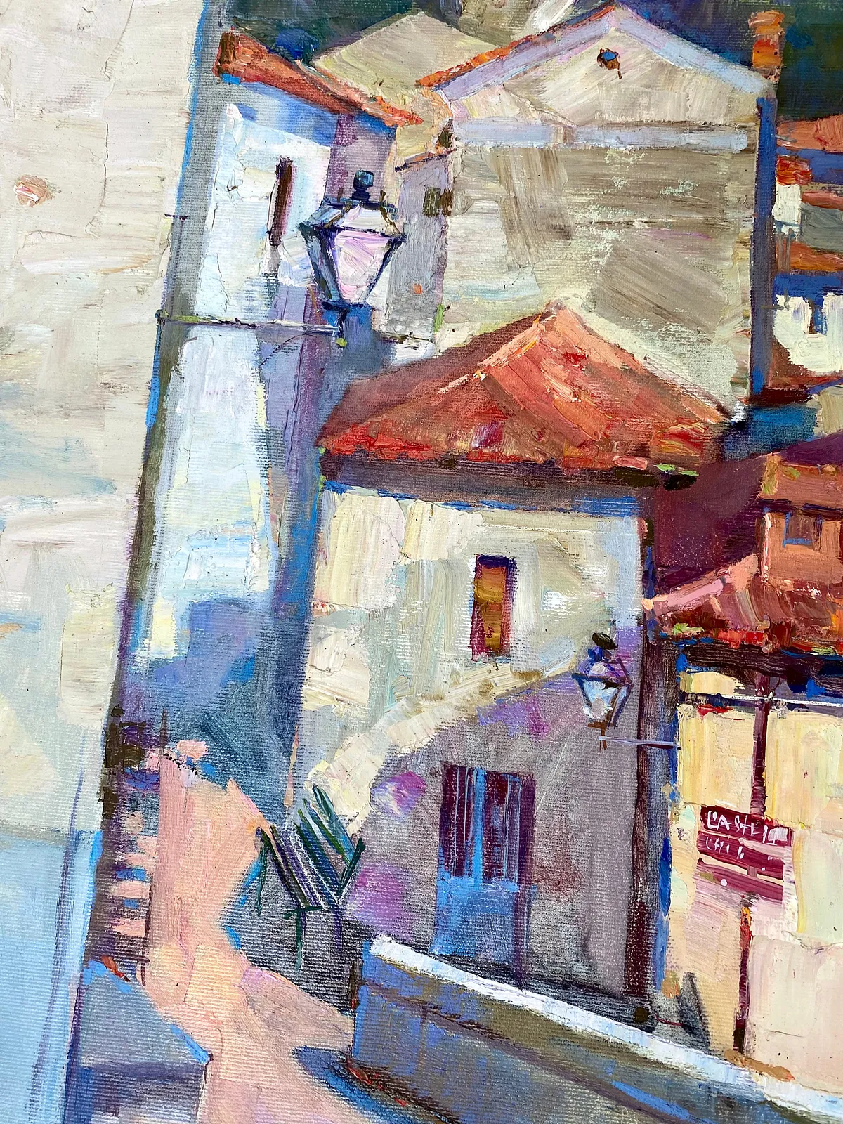 Image of Orange roofs of Valsinni by Tetiana Shendryk, size: 50 ×60 cm, made of Oil on canvas, Painting medium, priced at $400 Photo 2 of 4.