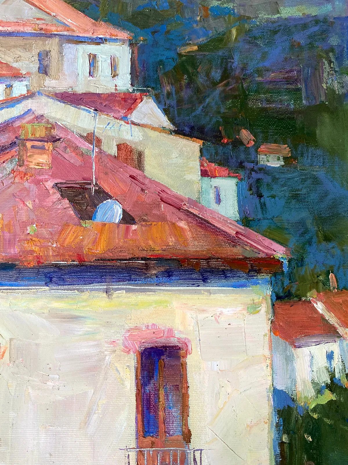 Image of Orange roofs of Valsinni by Tetiana Shendryk, size: 50 ×60 cm, made of Oil on canvas, Painting medium, priced at $400 Photo 4 of 4.