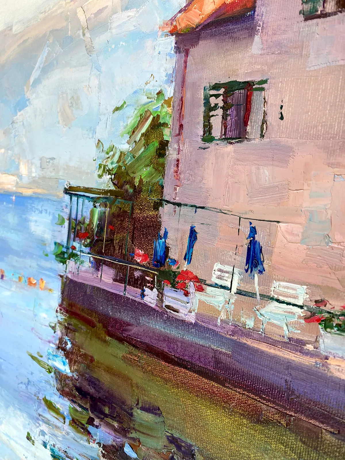 Image of House by the sea by Tetiana Shendryk, size: 40x60 cm, made of Oil on canvas, Painting medium, priced at $350 Photo 2 of 3.