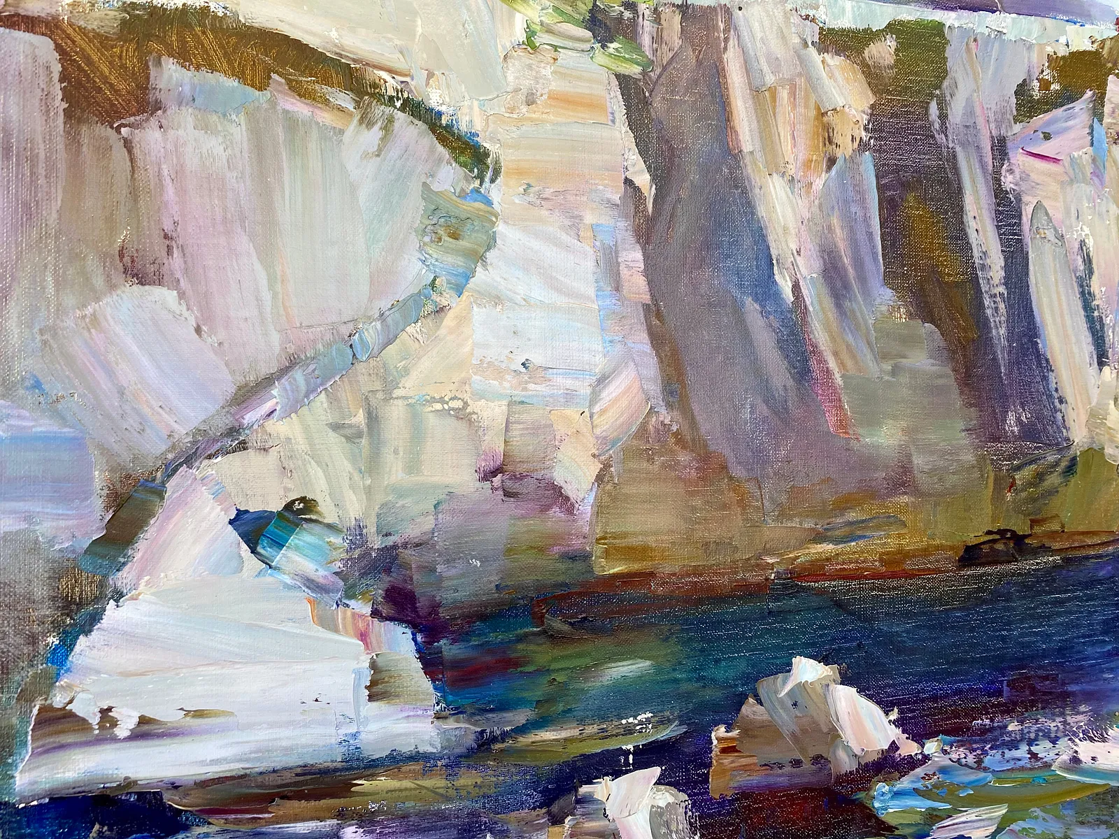 Image of Rocky shore by Tetiana Shendryk, size: 50 × 60 cm, made of Oil on canvas, Painting medium, priced at $350 Photo 2 of 3.